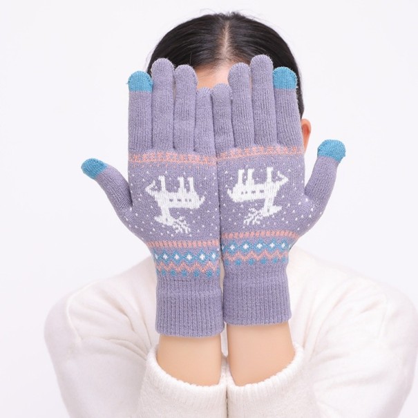Winterhandschoenen voor dames met hert lichtgrijs