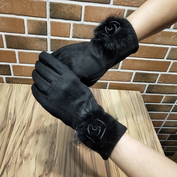 Winterhandschuhe aus Wildleder für Damen schwarz