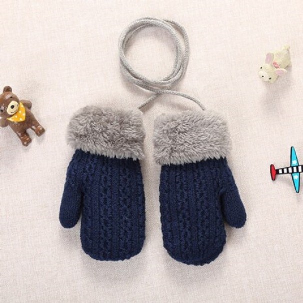 Winterhandschuhe für Kinder mit Fell dunkelblau