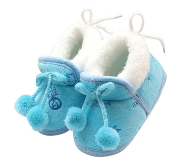 Wintermützen für Kinder mit Pompons blau 12-18 Monate