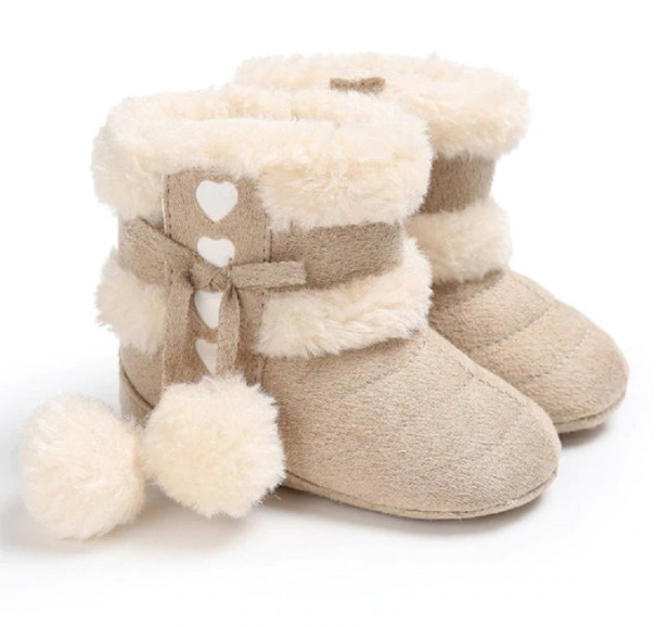 Winterstiefel für Mädchen beige 0-6 Monate
