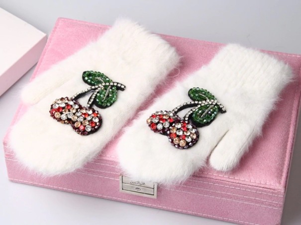 Winterwanten voor dames met kersen J1201