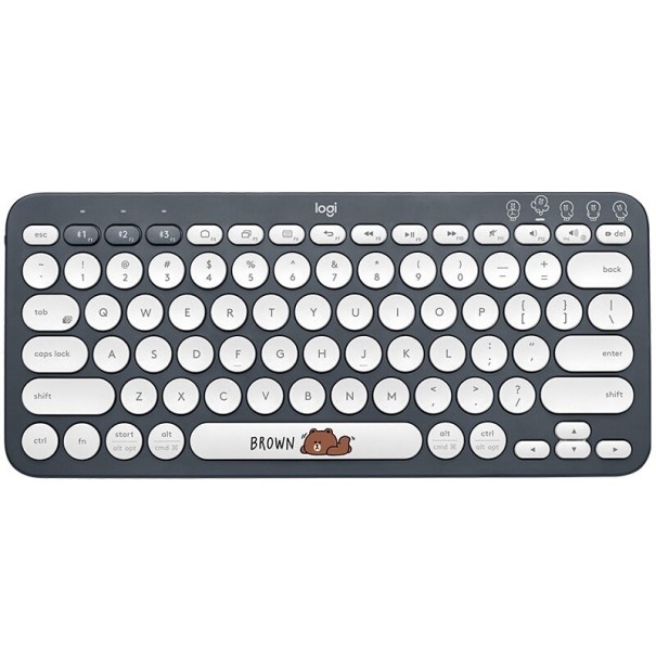 Wireless Bluetooth Keyboard with Animal on Space Bar Round Keys Range up to 10 m Powered by 2x AAA Plastic Body 27.9 x 12.4 x 1.6 cm black