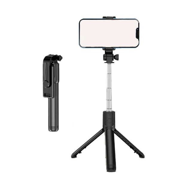 Wireless Bluetooth Selfie Stick 190–813 mm Mini Tripod with Remote Control Phone Holder for Travel Lightweight Folding Stand Monopod black