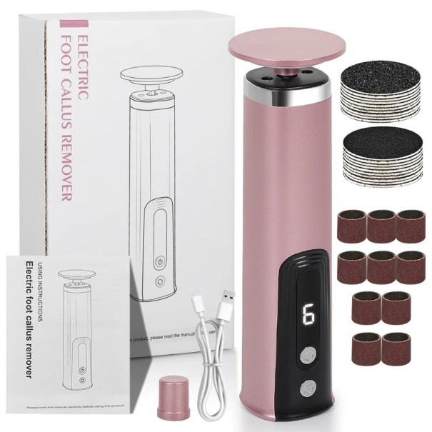Wireless Electric Hard Skin Remover 6 Speeds Up to 7600 RPM Rechargeable Pedicure Device with Replacements purple