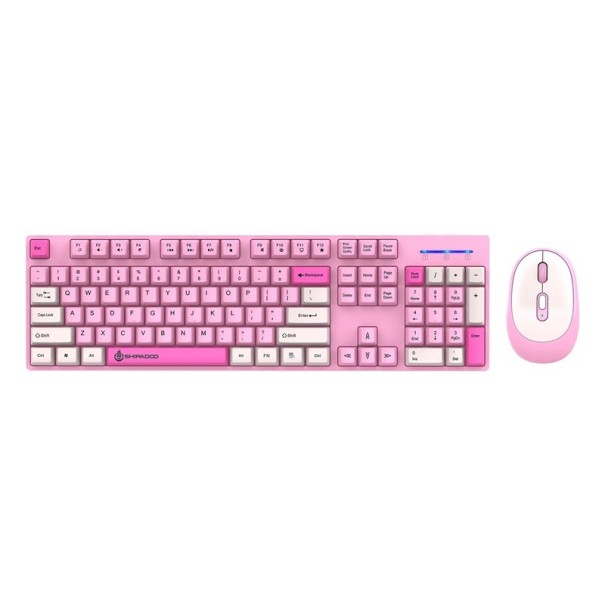 Wireless Gaming Keyboard and Mouse with Numeric Keypad Unshared Shipadoo Set for Laptops and PCs Office Accessories 440x130x34 mm pink