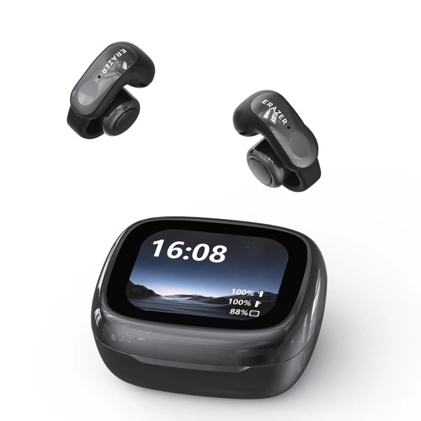 Wireless Headphones Erazer XF28 with Touch Colour Display Real-Time Translator Portable Active Listening black