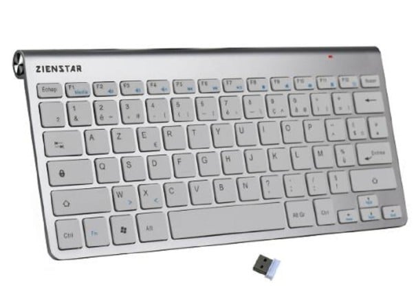 Wireless Keyboard Without Numeric Keypad AZERTY Layout USB Receiver 2.4 GHz ABS Material Powered by 2x AAA Dimensions 28.5 x 13.3 cm white