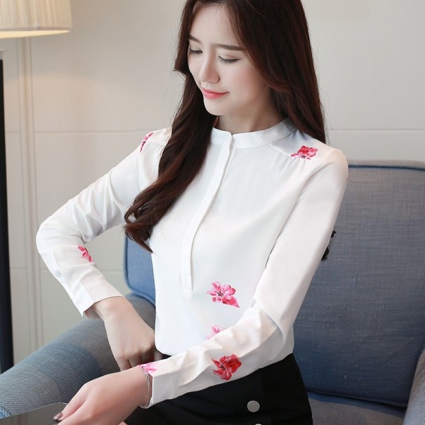 Witte blouse voor dames met bloemenprint M