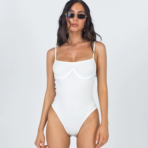 Witte bodysuit voor dames met spaghettibandjes M
