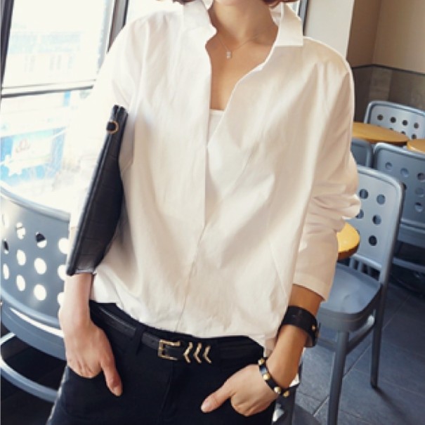 Witte damesblouse met transparante rug M