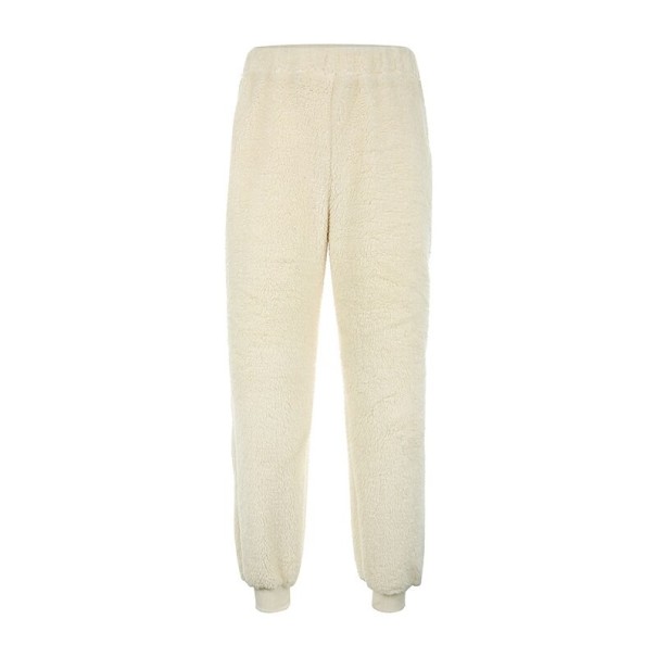 Witte, donzige joggingbroek voor dames S