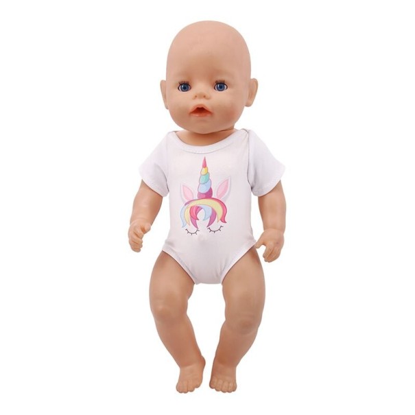 Witte jurk voor poppen met print 4