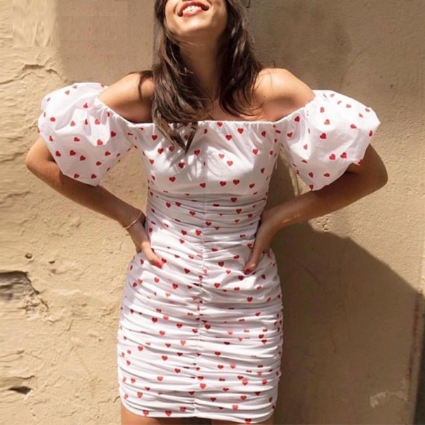 Witte mini-jurk met hartjes M