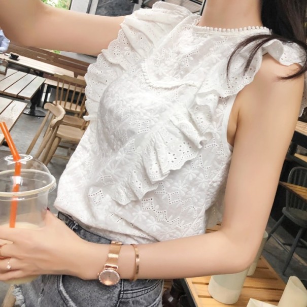 Witte mouwloze blouse voor dames L