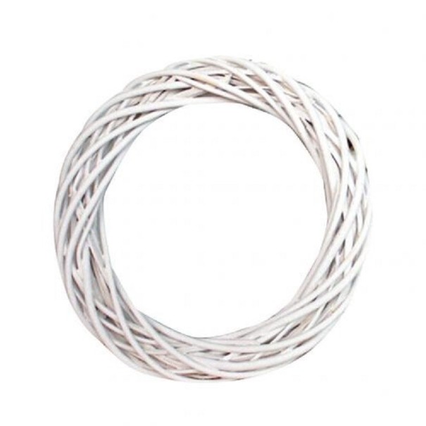 Witte rieten krans 10 cm