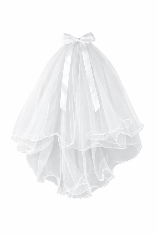 Witte tule trouwsluier met strik Elegante sluier voor vrijgezellenfeest Bridal party haaraccessoire 1