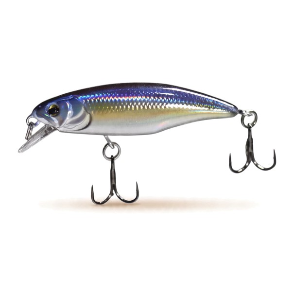 Wobbler minnow hundido 5,2 cm 4,5 g Pequeño jerkbait con sistema de desplazamiento de peso y ojos 3D Dos triples Para la pesca azul