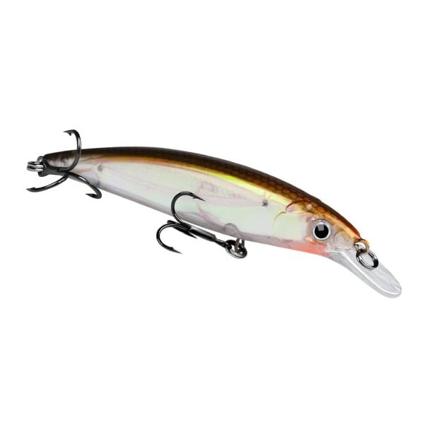 Wobler minnow 9 cm 7 g Cebo artificial duro con sonajero y ojos 3D Dos anzuelos triples con contrabarbas Para la pesca con señuelo de peces marrón
