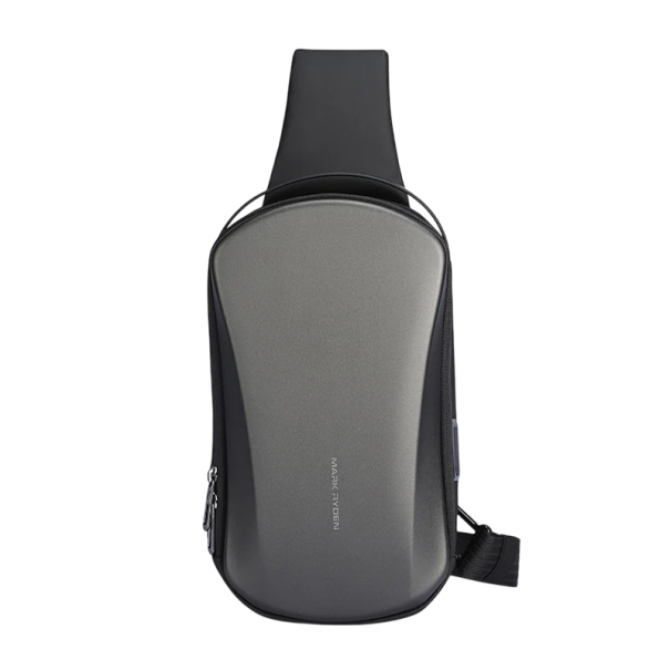 Wodoodporna torba na ramię z nylonu 28×16×10 cm Twarda torba z portem USB Praktyczna sportowa torba na ramię szary