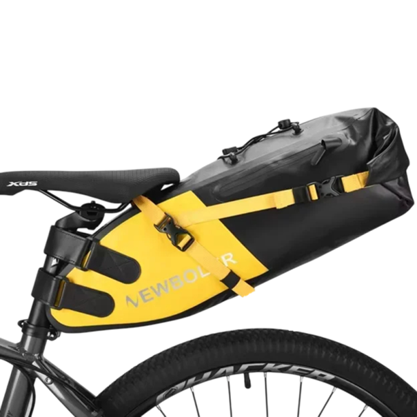 Wodoodporna torba rowerowa 58 x 16 x 20 cm 13 l Duża pojemność Torba do przechowywania roweru z PVC Praktyczna torba na tylny bagażnik i wycieczki żółty