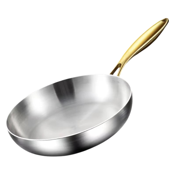Wok de aço inoxidável 28 cm Superfície antiaderente Sem revestimentos químicos Panela para cozinhar e fritar bifes Para indução e gás Utensílios de cozinha 1