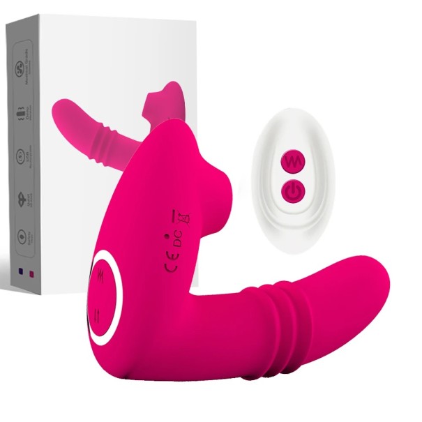 Womanizer pénisz alakú vibrátorral, hossza 10,7 cm, 10 vibrációs mód, szilikon, mágneses USB töltés, távirányító, vízálló, diszkrét csomagolás rózsaszín