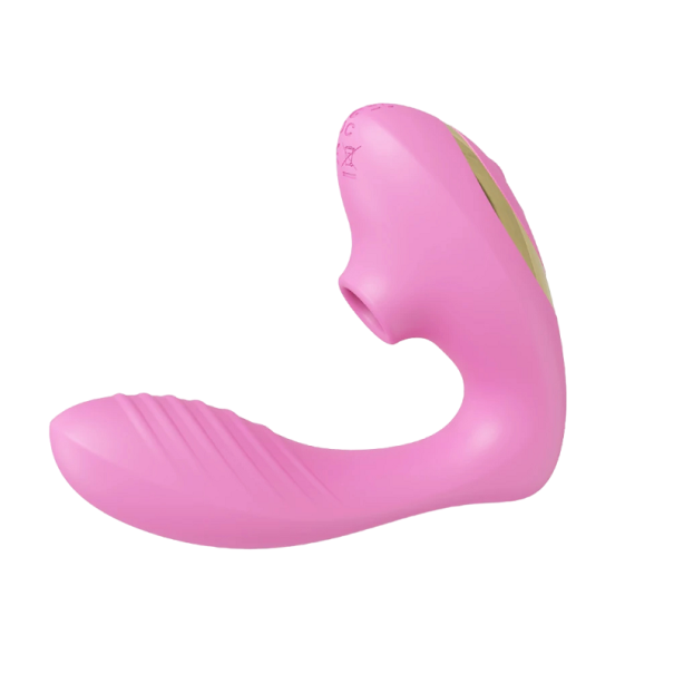 Womanizer z wibratorem w kształcie penisa, 13,8 x 11,5 cm Wibrator ciśnieniowy z podwójną stymulacją Wibrator z 10 wibracjami, dyskretne różowy