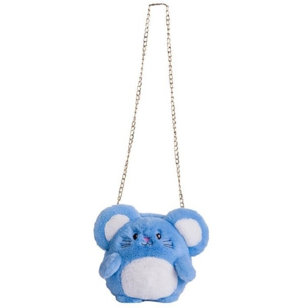 Women's Bag Made of Faux Fur Mouse blue