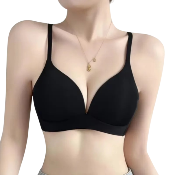 Women's Bra with Moulded Cups and Thin Straps Nylon Elastane Wireless for Everyday Wear black XS