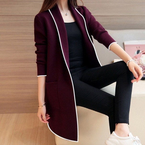 Women's Cardigan P2519 wine red XXL