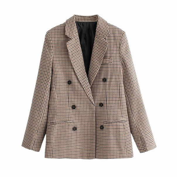 Women's Checked Blazer B884 beige L