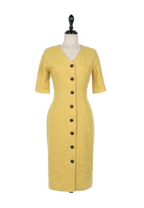 Women's Cotton Button-Up Dress L