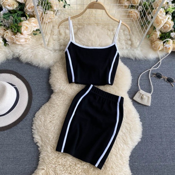 Women's Crop Top and Skirt B1238 black