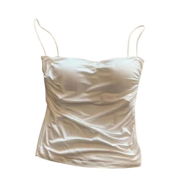 Women's Crop Top Universal Size Plain Thin Straps Round Neck Material Polyester Spandex white