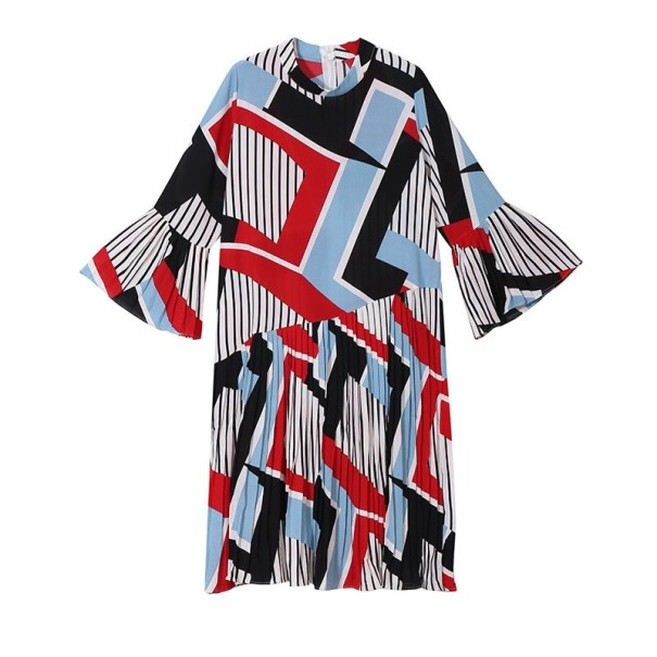 Women's Dress with Abstract Print red