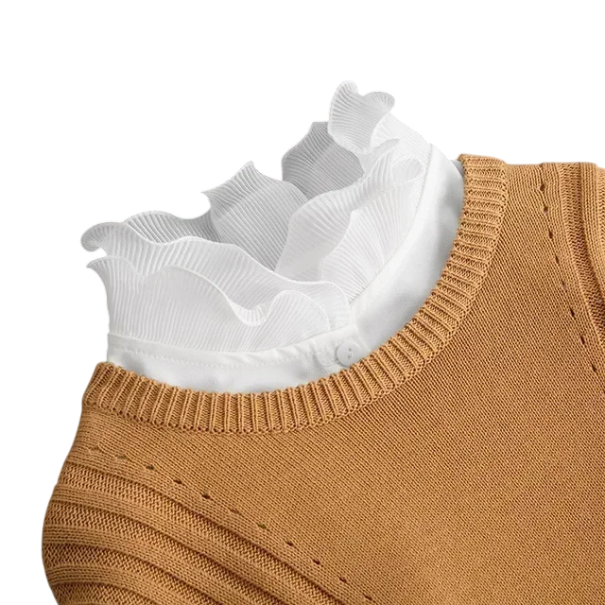 Women's Fake Collar Stand-Up Ruffled Collar Removable Decorative Collar Elegant Ladies' Collar for Sweater Blouse Dress white
