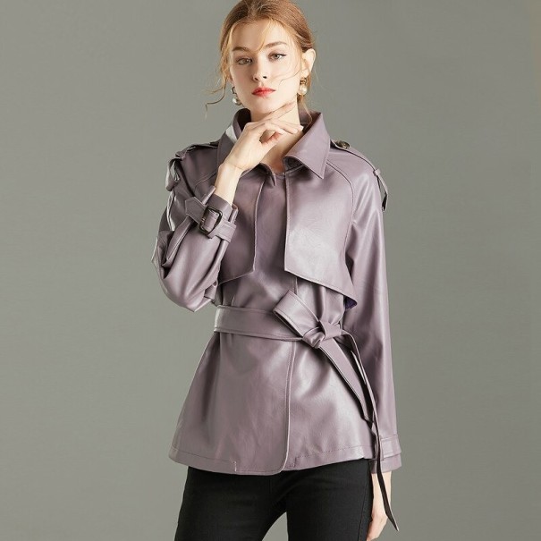 Women's Faux Leather Jacket P1594 lavender M