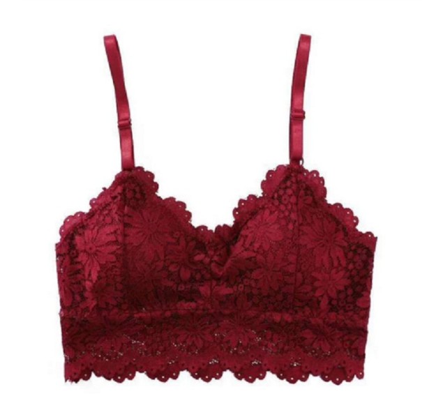 Women's Floral Bralette Bra wine red