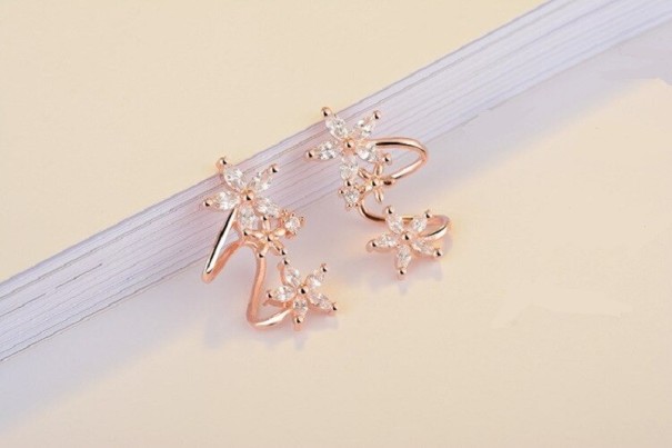 Women's Floral Stud Earrings old rose