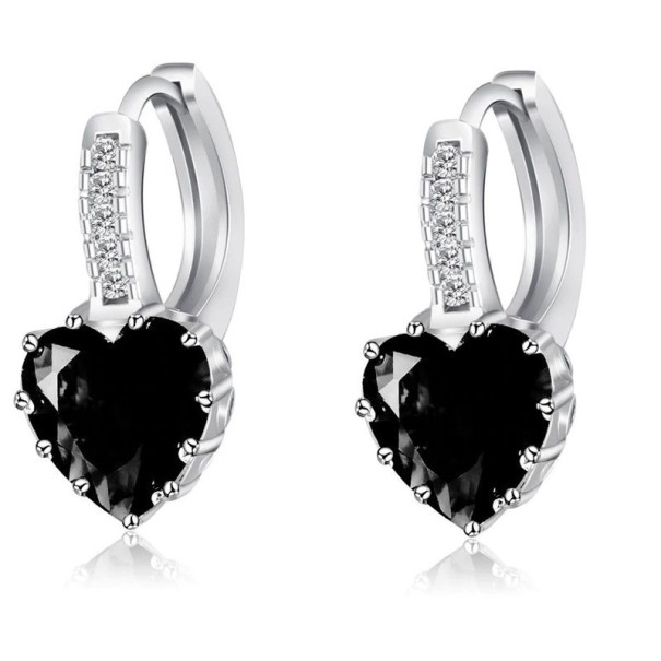 Women's Heart Earrings with Gemstone black
