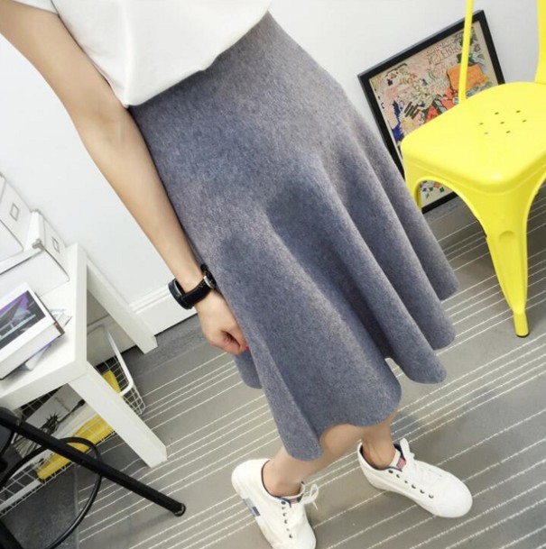 Women's High-Waisted Skirt A1973 grey