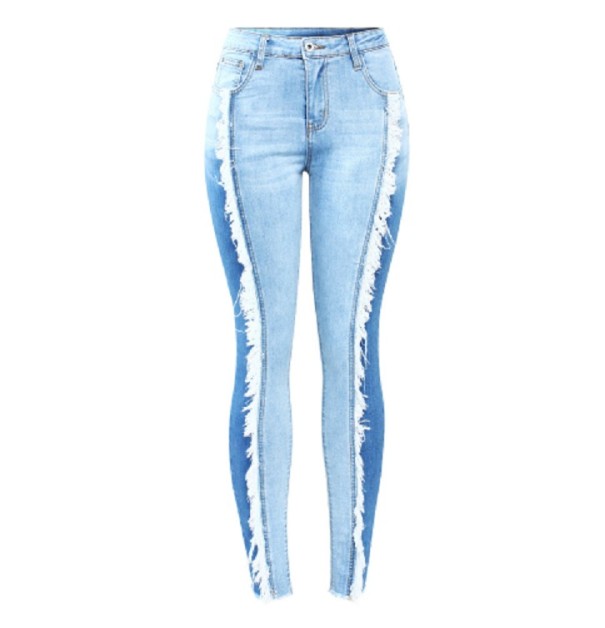 Women's Jeans with White Fringes XL