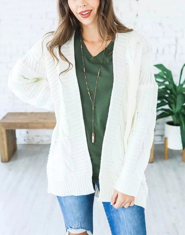Women's Knitted Cardigan G318 white M