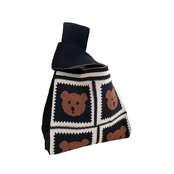 Women's Knitted Handbag with Pattern and Lining 20x35 cm Polyester Cotton Handbag for Everyday Use and Essentials 1