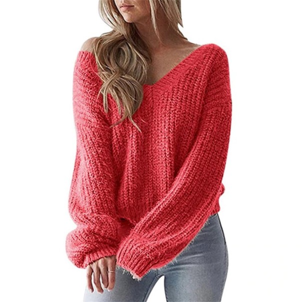 Women's Knitted Sweater with Ties G380 red M