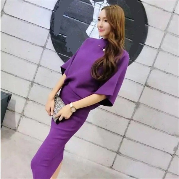 Women's Knitted Top and Skirt B1190 purple S