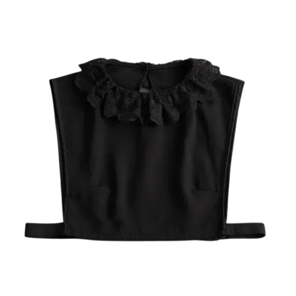 Women's Lace Collar with a Flat Design Elegant Removable Collar Decorative Collar for Sweater Blouse Dress Romantic Accessory black