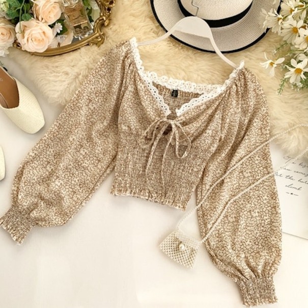 Women's Lace Crop Top A313 beige