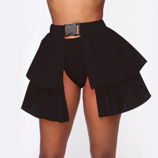 Women's Layered Skirt with Belt black 2
